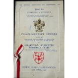 1947 CHARLTON ATHLETIC FA CUP FINAL FULLY SIGNED MENU