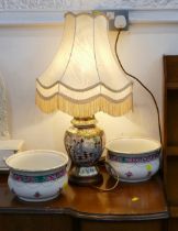 Bulbous oriental ceramic lamp, 65 cm high,