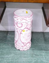 Pink and white ceramic stick stand,