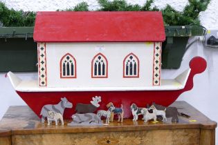 Toy wooden ark with animals,