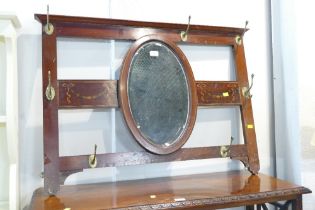 Inlaid wall mounted coat rack with mirror,