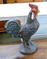 Painted cast metal cockerel,