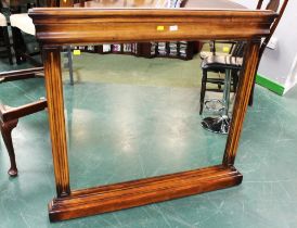 Substantial wooden framed overmantel mirror,