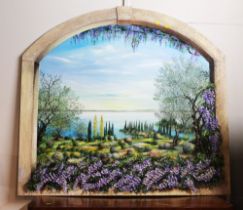 Large hand painted scenic panel,