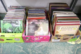 Three boxes of vinyl LPs, classical, folk,