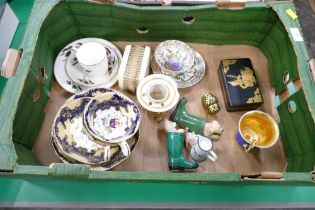 Cobalt blue and gilt pansy patterned teaware, cabinet cups and saucers,