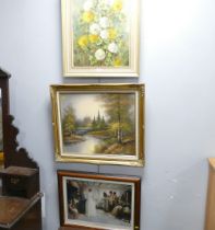 Three pictures, oil painting of flowers, 70 cm x 60 cm,