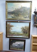 Three framed rural scenes,