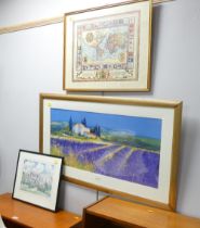 Three framed pictures,