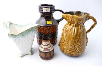 Four Studio Pottery jugs and vases,