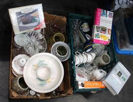 Two boxes of ceramics, glassware,