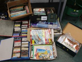 Quantity of books, cassettes, stamps, vintage toys,