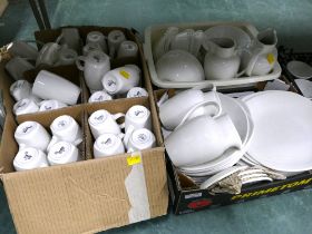 Three boxes of white Steelite crockery