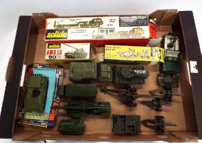 Box of Diecast military vehicles by Dinky,