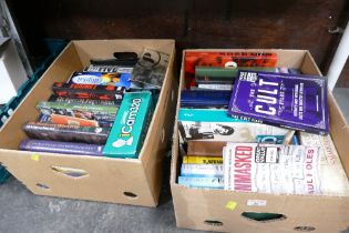 Two boxes of books and boxed Packard Bell digital camera and Polaroid camera