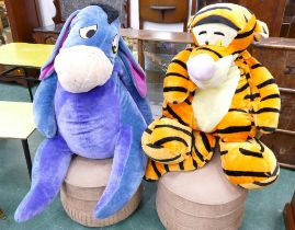 Pair of large soft toys, Eeyore and Tigger,