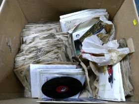 Box of Bakelite and vinyl records