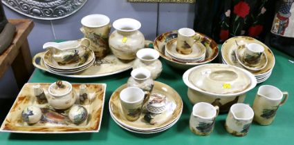 Large quantity of Robert Gordon Australia trout patterned and bird patterned dinner service