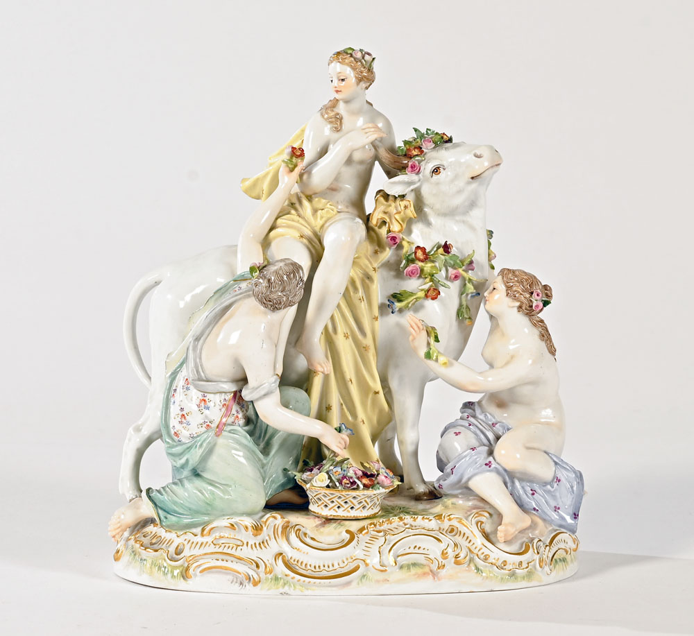 Meissen a mythological figure group Europa and The Bull, - Image 2 of 10