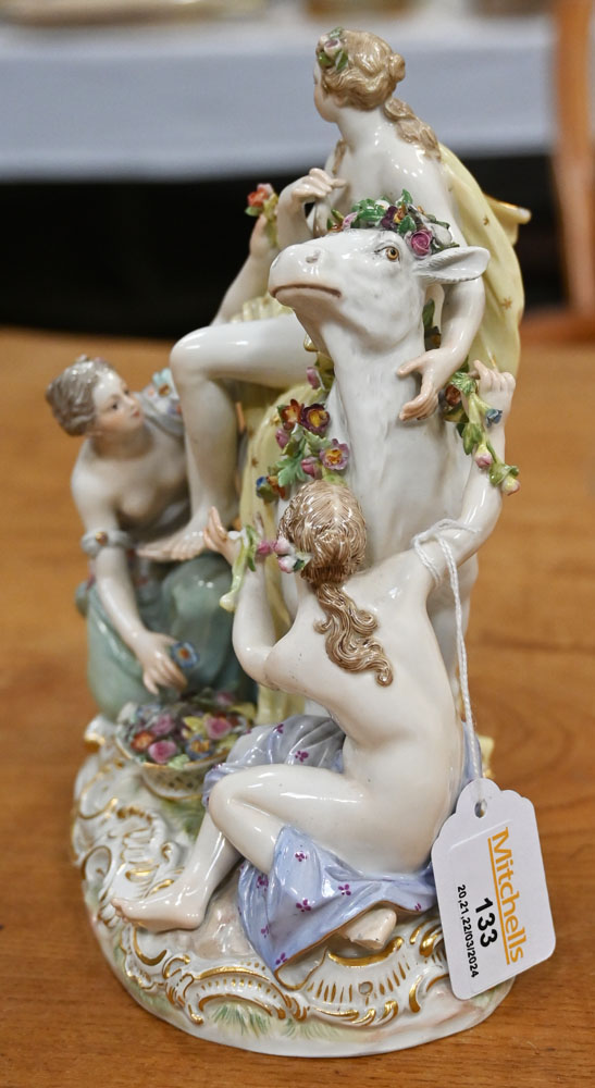 Meissen a mythological figure group Europa and The Bull, - Image 4 of 10