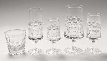 A suite of Thomas Webb cut glass, comprising 12 large goblets, 6 medium goblets,