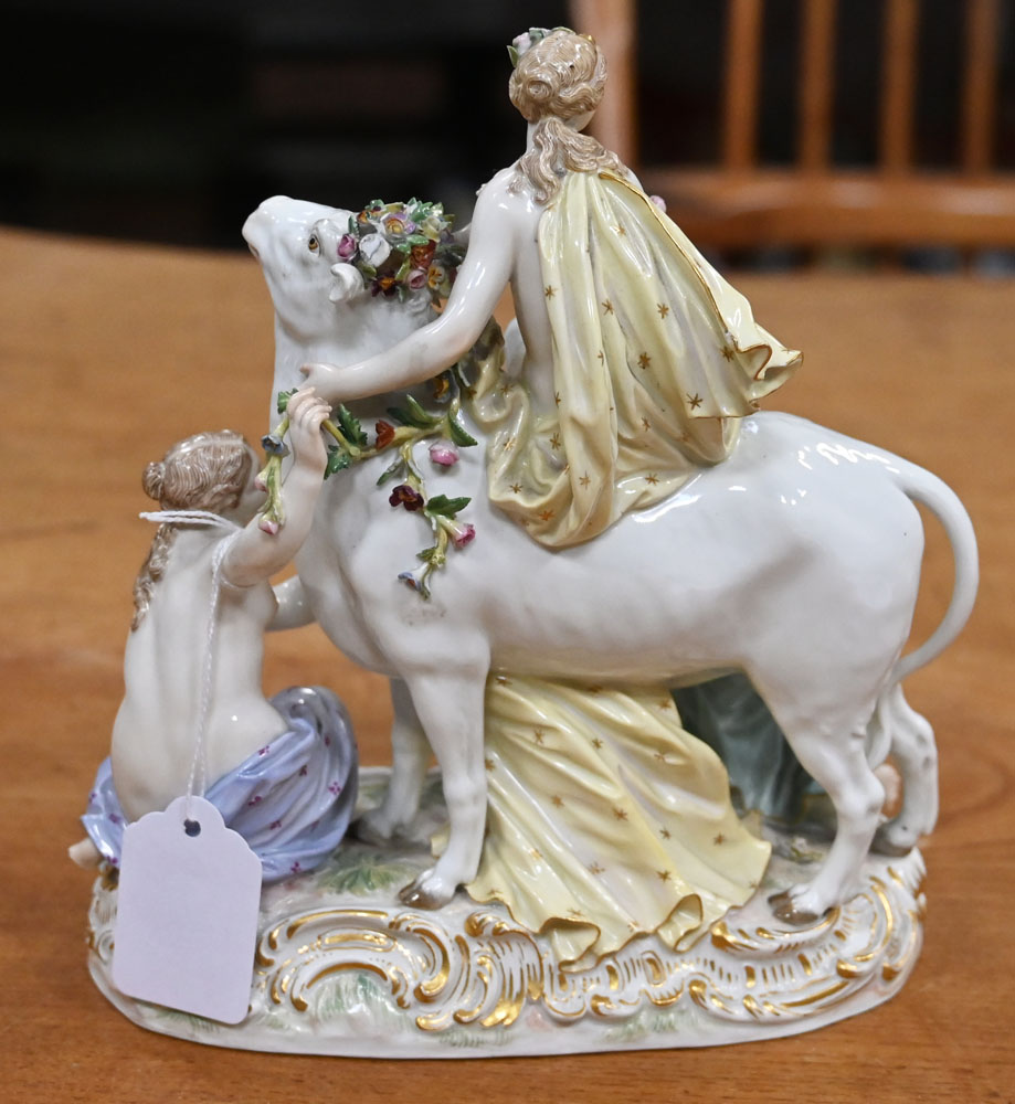 Meissen a mythological figure group Europa and The Bull, - Image 5 of 10