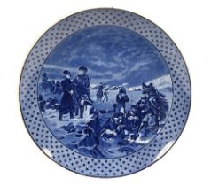 A late 19th century Cauldon blue and white charger,