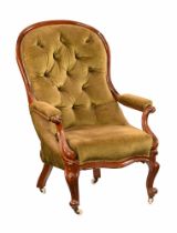 A Victorian mahogany framed open armchair,