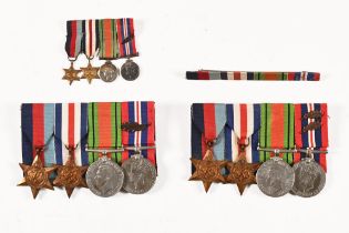 Two World War Two medal groups, the first with two oak leaves one medal marked G Beddingfield,