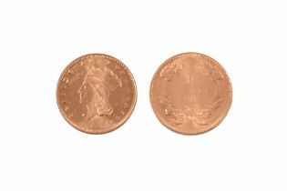 An 1862 American $1 gold coin.