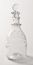An Irish glass decanter, possibly early 19th century,