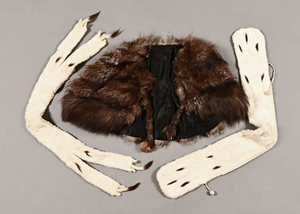 A fur shoulder cape, and two ermine stoles, early 20th century.