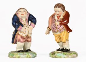 Two 19th century porcelain Derby figures, emblematic modelled as Laughter and Sadness.