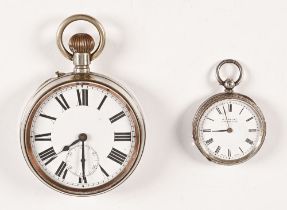 A silver fob watch by H Samuel, with decorated engraved case.