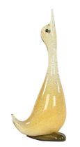 Gambaro & Poggi Murano Italy glass duck, infused with gold flecks and signed to the base.