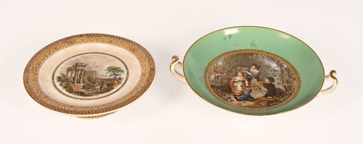 A 19th century Prattware tazza, decorated with The Hop Queen by F Witherington RA.