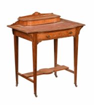 An Edwardian inlaid rosewood and walnut ladies desk,