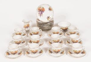 A vintage floral Czechoslovakian porcelain tea service, twelve place settings (38 pieces).