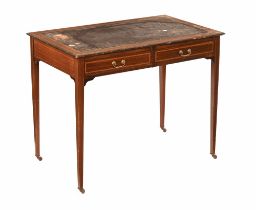 An Edwardian inlaid mahogany writing table,