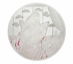 A Dennis Mann etched glass plate,