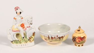 A Royal Doulton hunting scene footed bowl, "Posts & Rails". 20 cm diameter, 9.