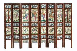 A Chinese porcelain tiled screen, circa 19th century with forty seven panels.