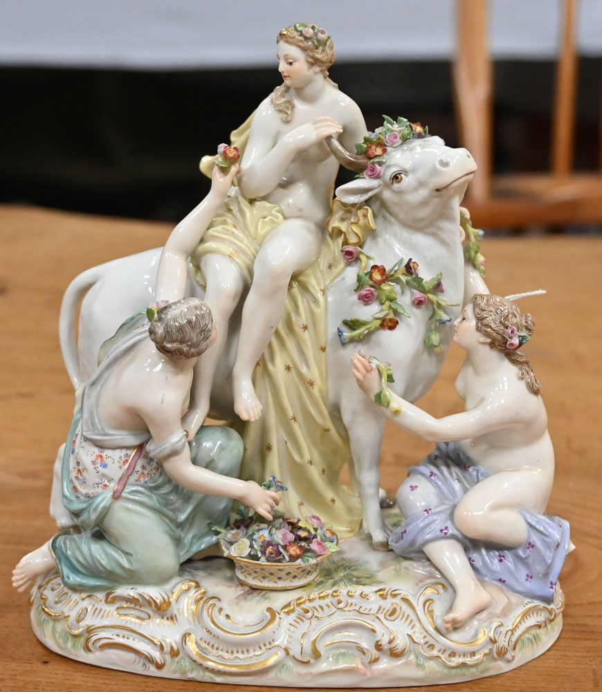 Meissen a mythological figure group Europa and The Bull, - Image 3 of 10