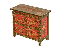A 20th century Chinese painted and carved cabinet,