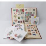 Two vintage stamp albums and loose stamps