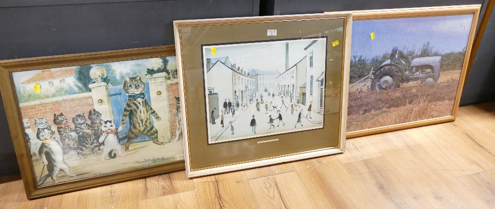 Framed LS Lowry print "Coronation Street", 65 cm x 57 cm,