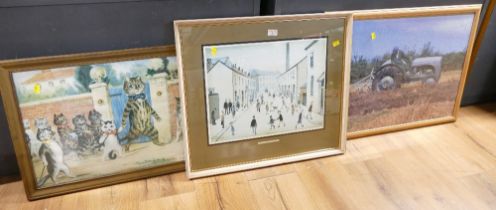 Framed LS Lowry print "Coronation Street", 65 cm x 57 cm,