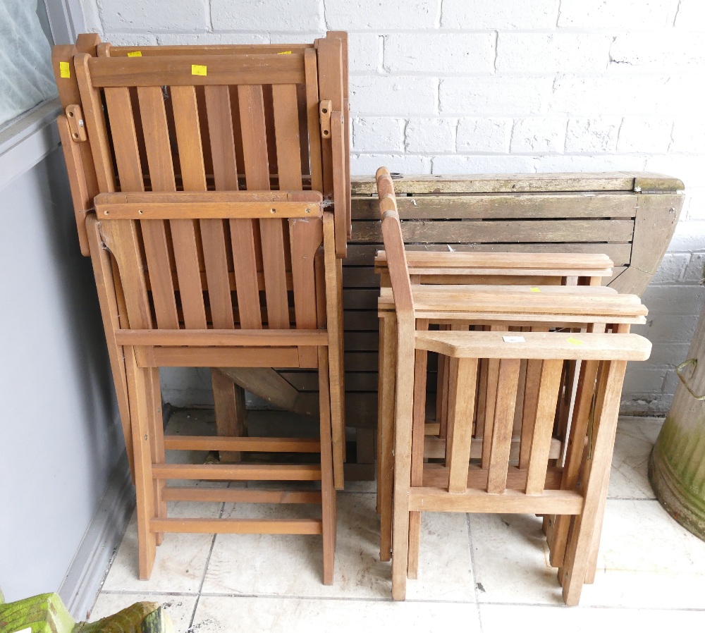 Folding garden table and matching chairs