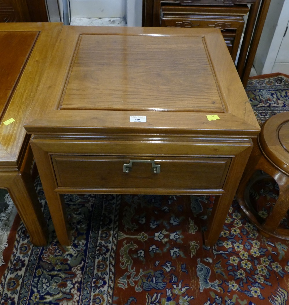 Oriental style single drawer square occasional table