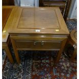 Oriental style single drawer square occasional table